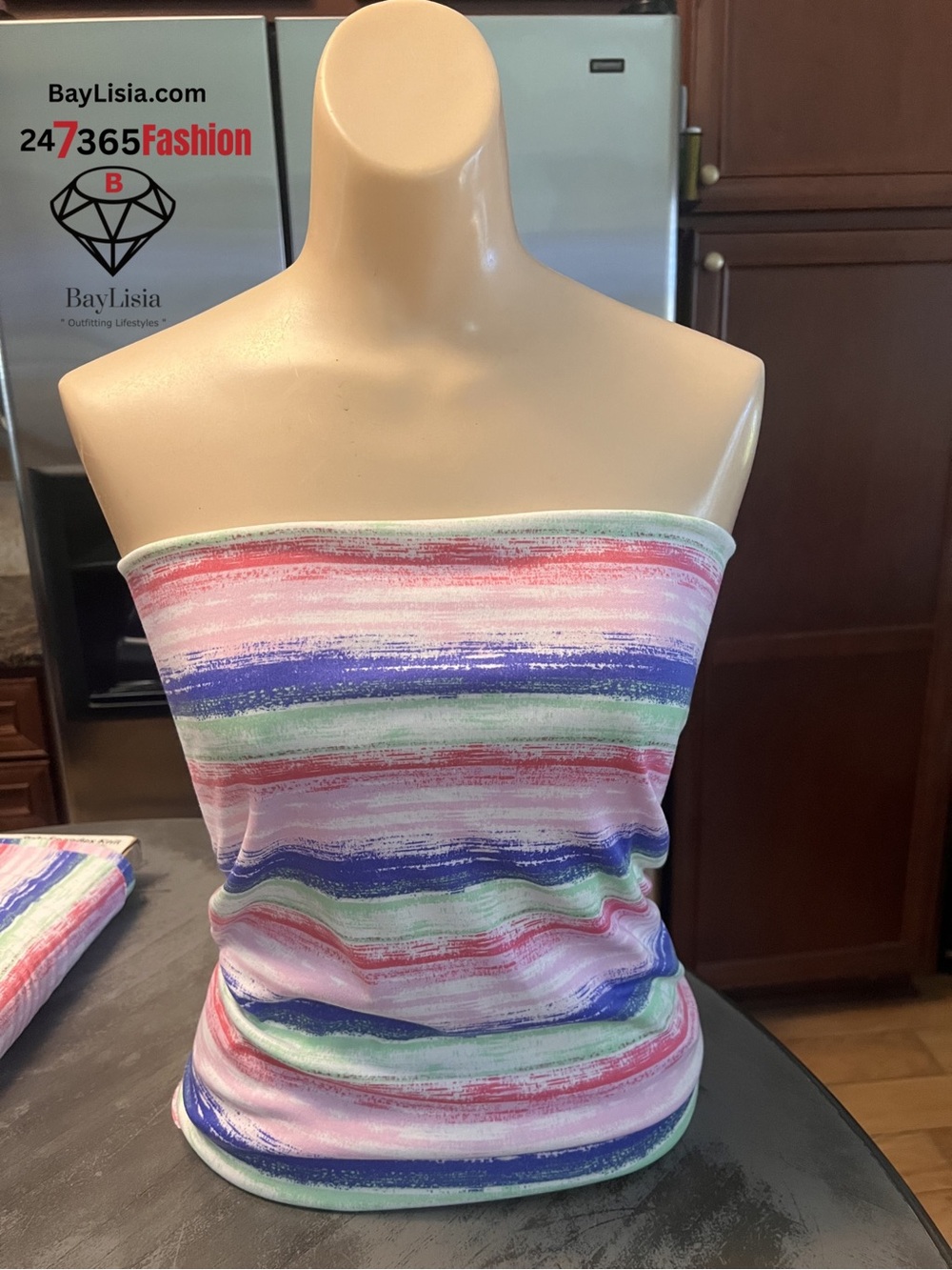 BayLisia Multicolor Striped Strapless Crop Top/ Tube Top